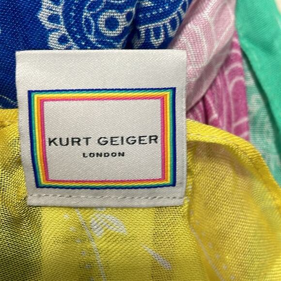 Kurt Geiger Viscose Multicolor Bandana Scarf New - Picture 4 of 5
